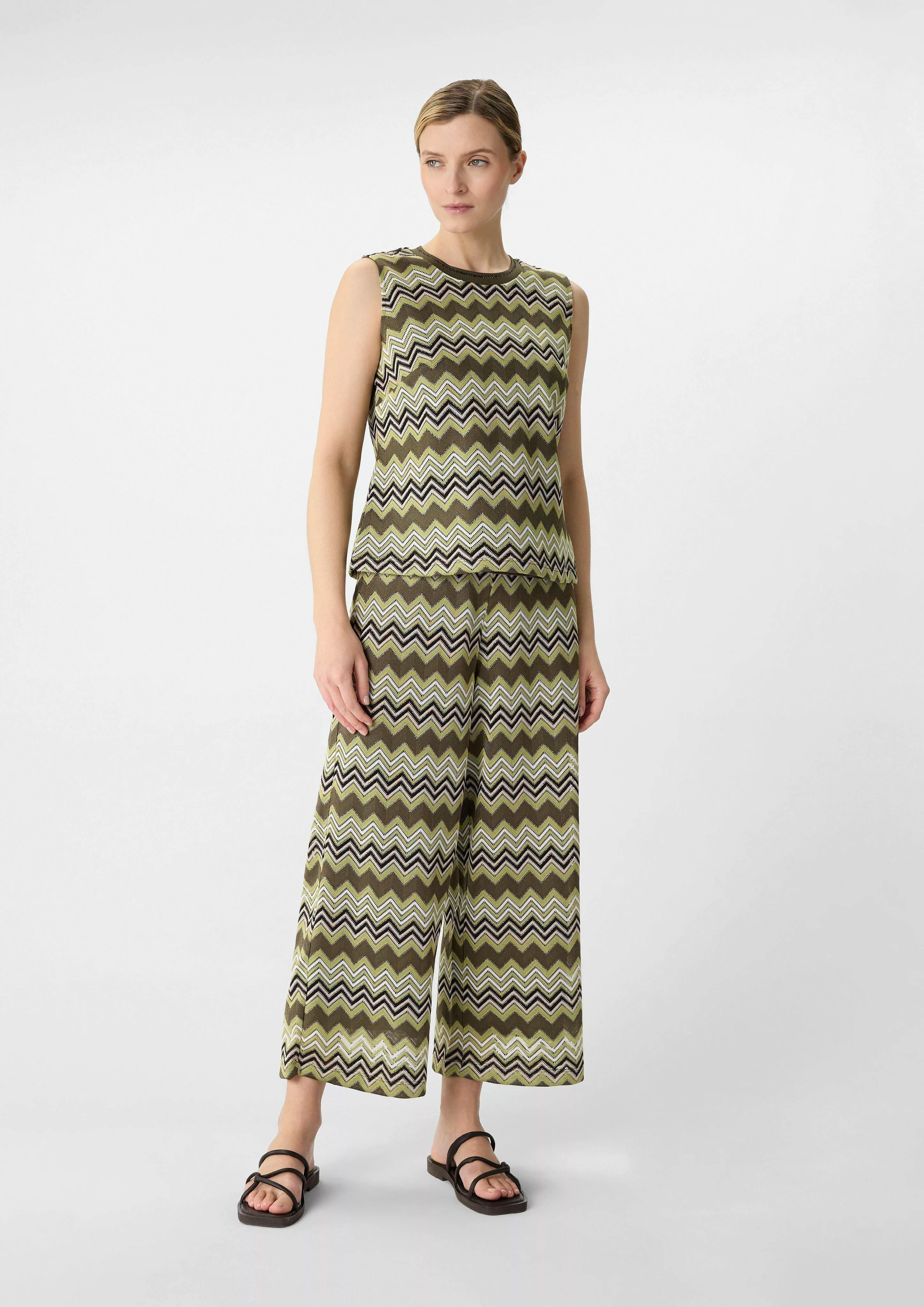 Comma Stoffhose Strick-Culotte mit Zick-Zack-Muster günstig online kaufen