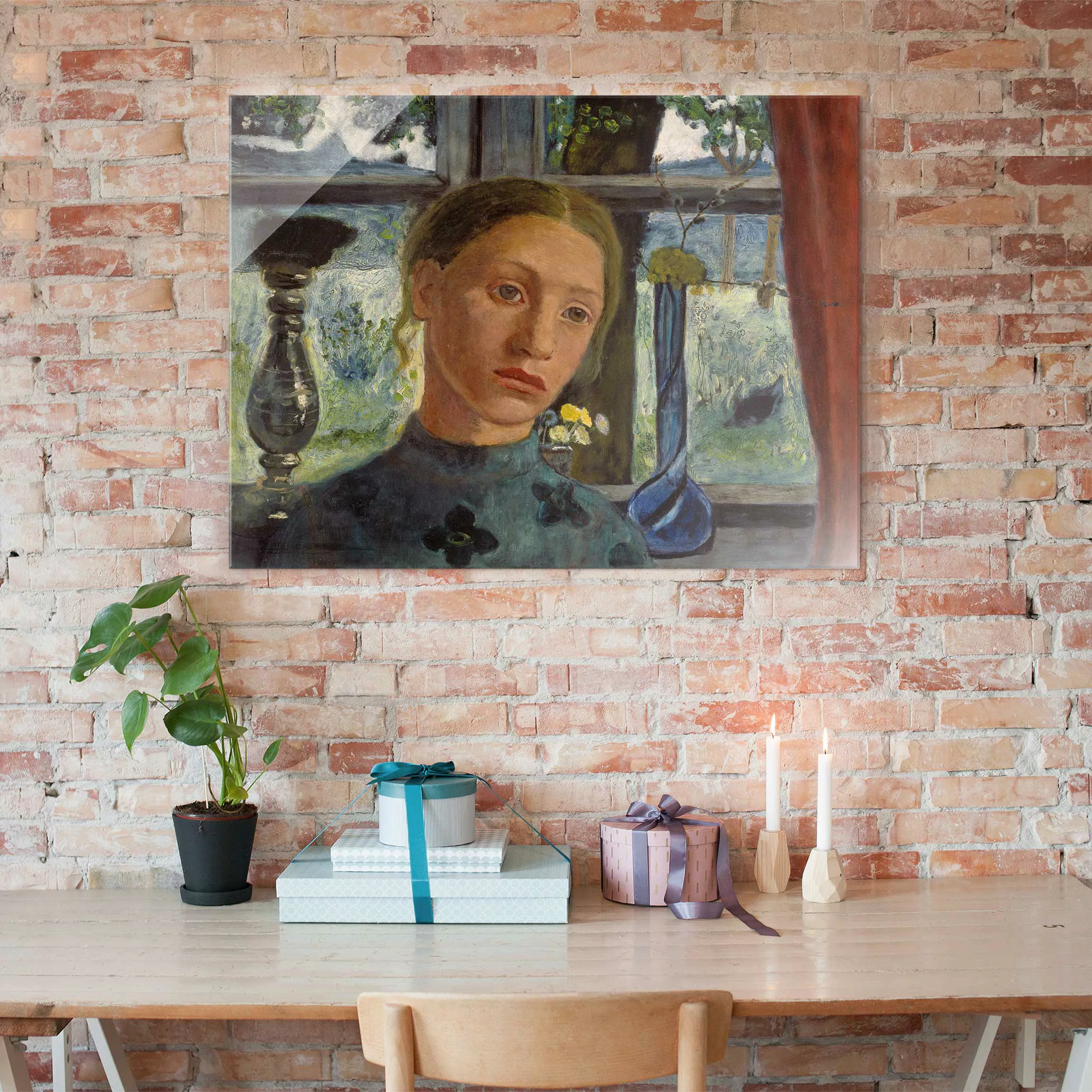 Glasbild Kunstdruck - Hochformat Paula Modersohn-Becker - Mädchen mit Puppe günstig online kaufen