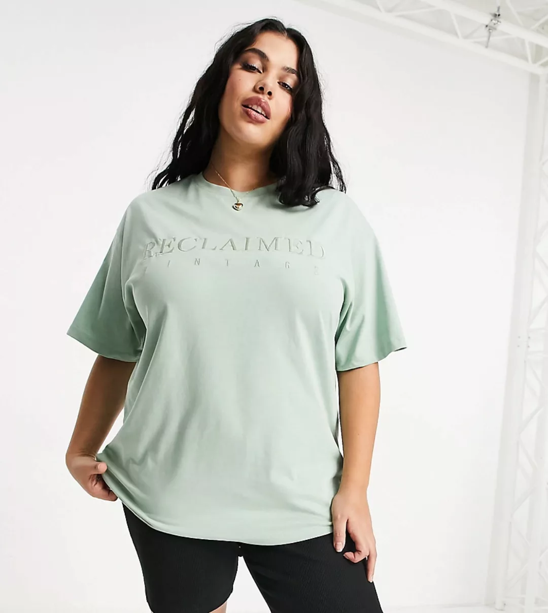 Reclaimed Vintage Inspired Plus – T-Shirt mit Logo in verwaschenem Minzgrün günstig online kaufen