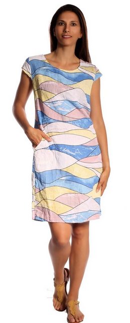 Charis Moda Sommerkleid Leinenkleid "Colourwaves" A-Linie kurzarm günstig online kaufen