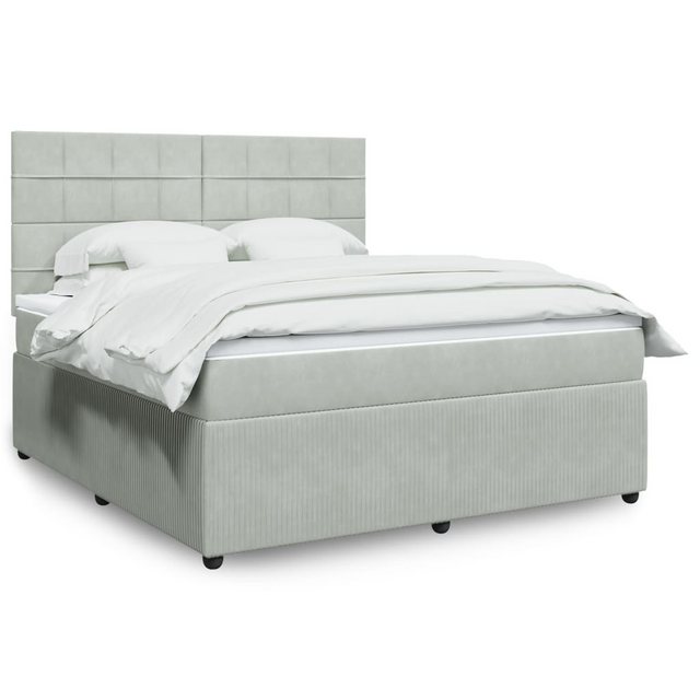 vidaXL Boxspringbett, Boxspringbett mit Matratze Hellgrau 180x200 cm Samt günstig online kaufen