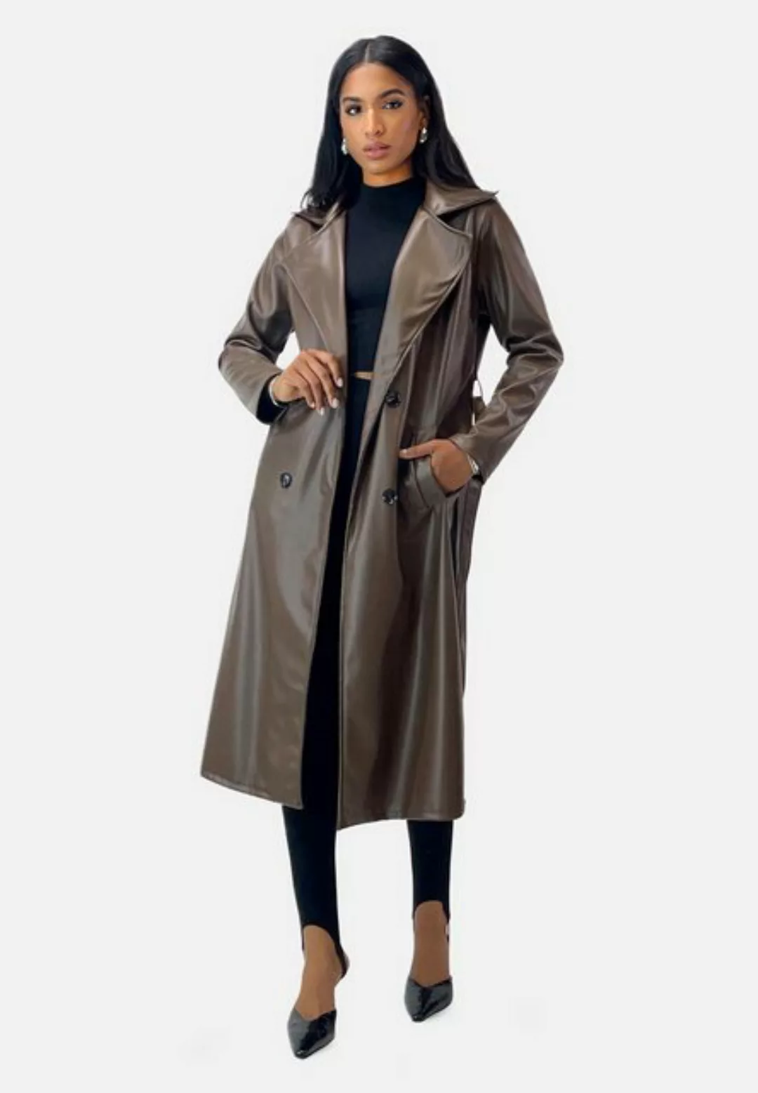 Elara Lederimitatmantel Elara Damen Trenchcoat (1-tlg) günstig online kaufen