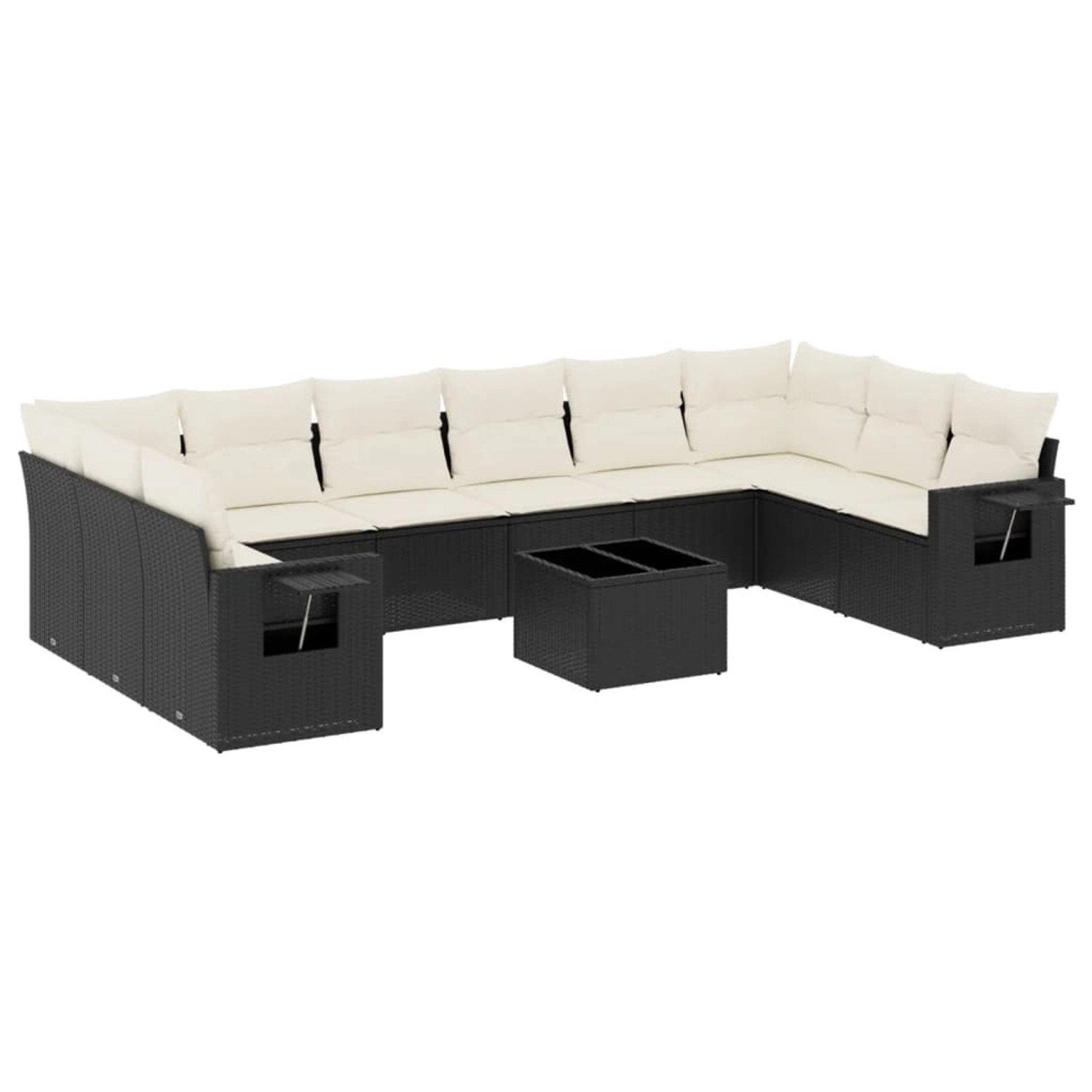 vidaXL 11-Tlg Garten-Sofagarnitur mit Kissen Schwarz Poly Rattan 3220675 günstig online kaufen