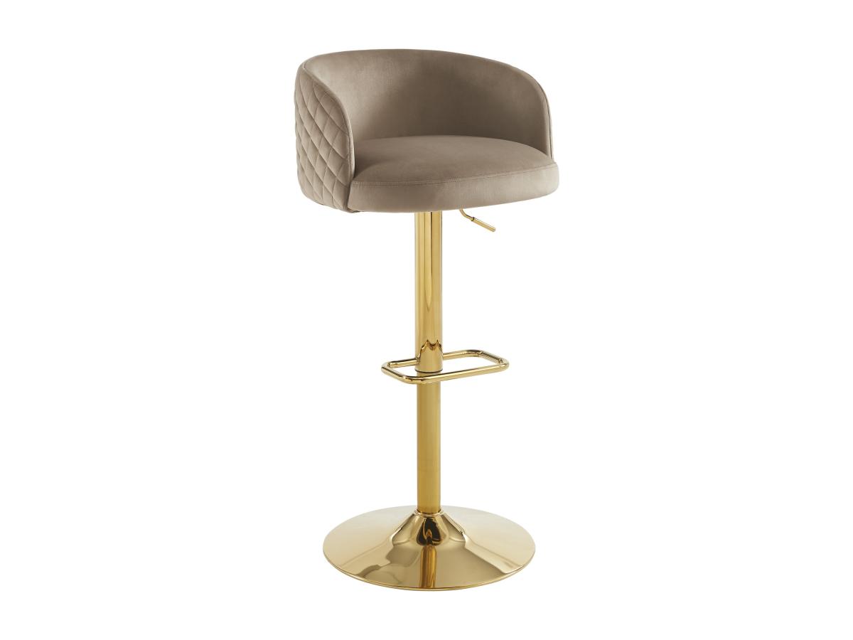 Barhocker höhenverstellbar - Samt & goldfarbenes Metall - Beige - PERLANITA günstig online kaufen