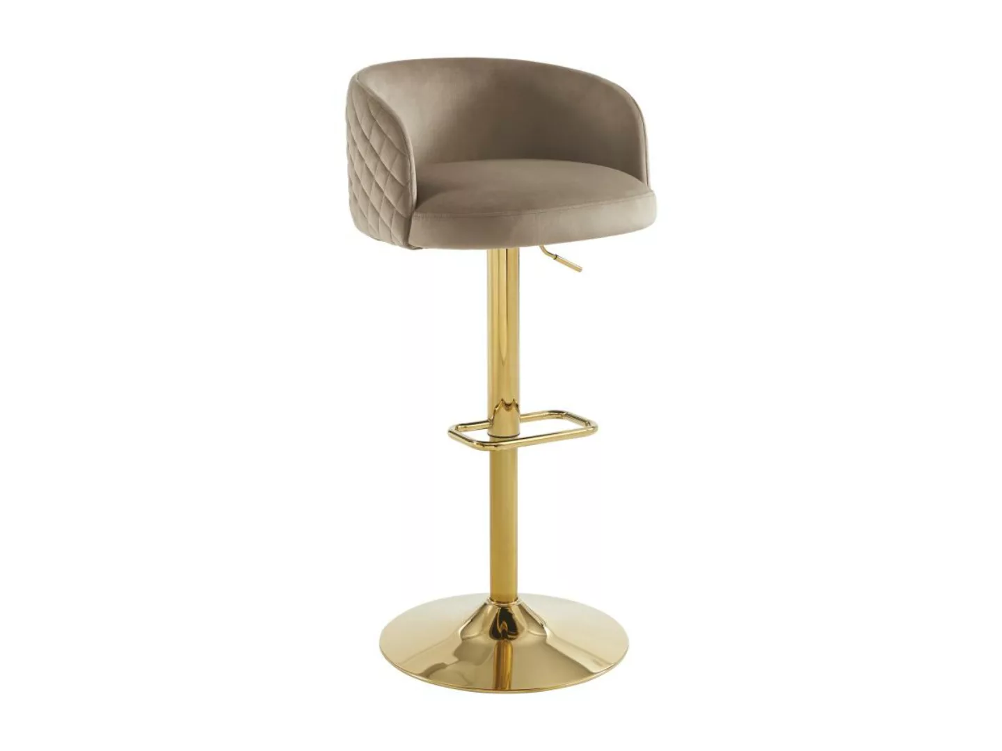 Barhocker höhenverstellbar - Samt & goldfarbenes Metall - Beige - PERLANITA günstig online kaufen