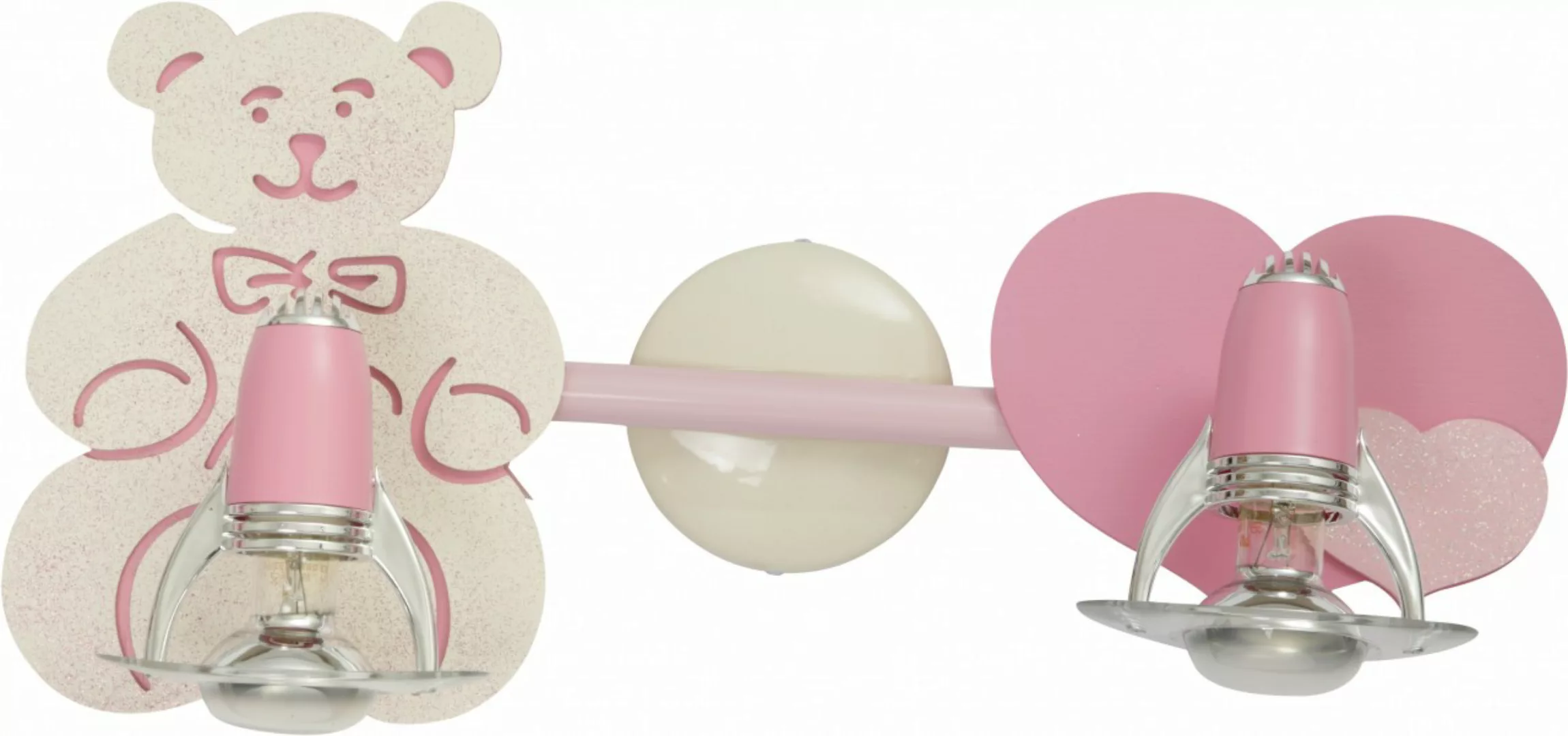 Kinderzimmerlampe Rosa mit Teddybär Design 2-flammig günstig online kaufen