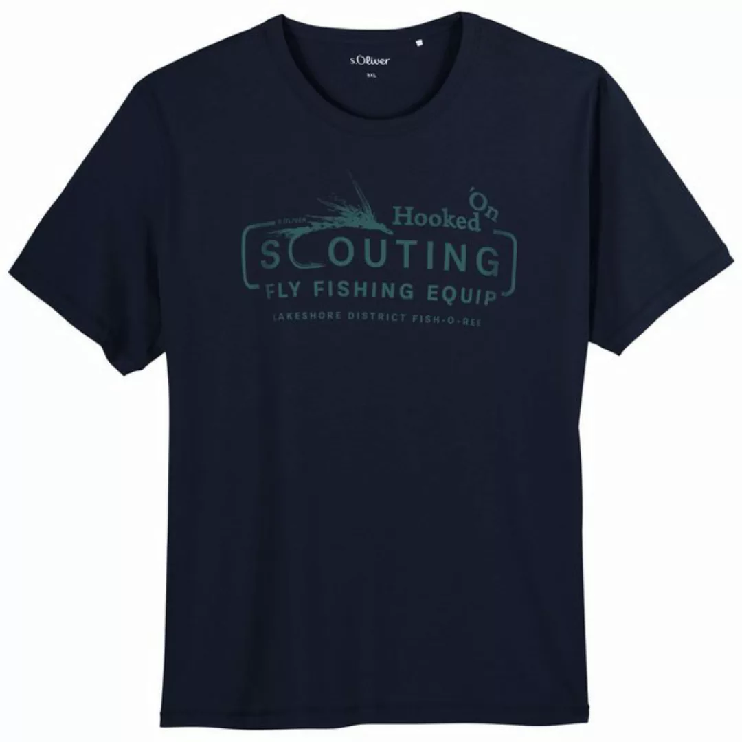 s.Oliver Rundhalsshirt Große Größen Herren T-Shirt navy Hooked on Scouting günstig online kaufen