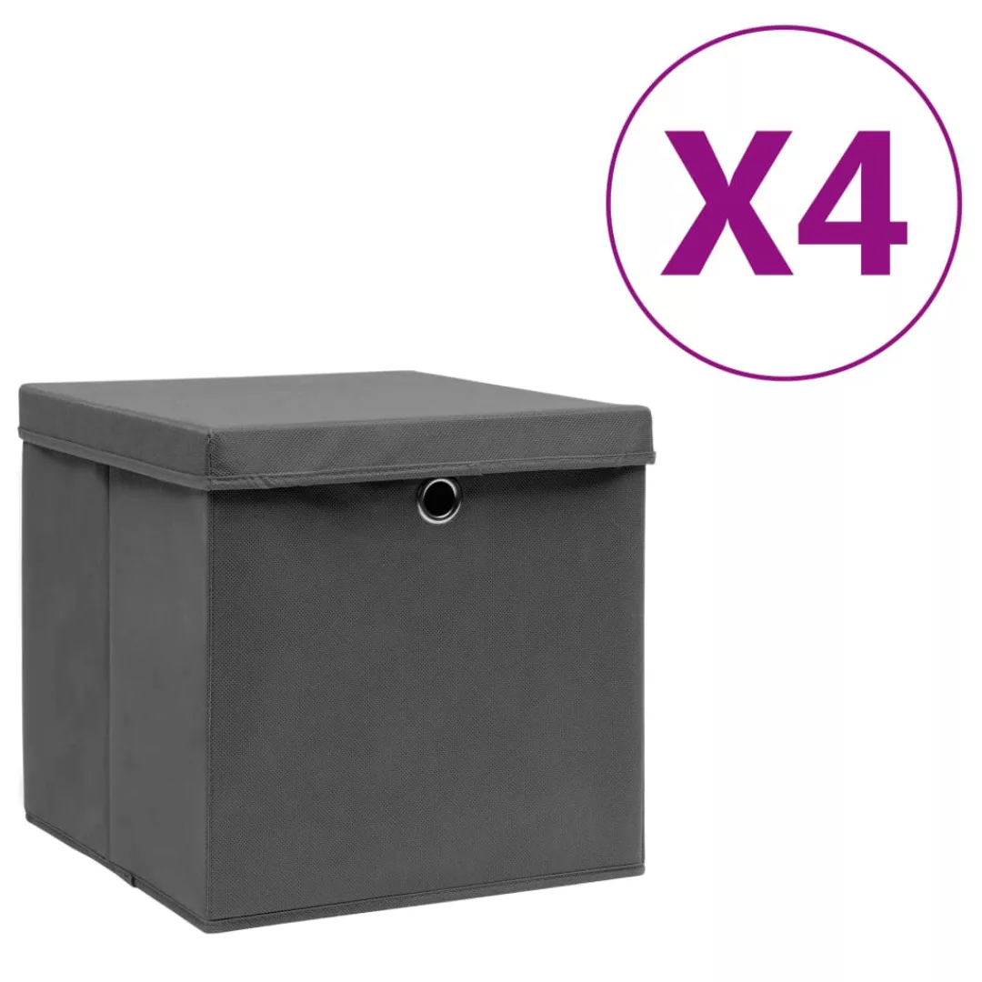 Aufbewahrungsboxen Mit Deckeln 4 Stk. 28x28x28 Cm Grau günstig online kaufen