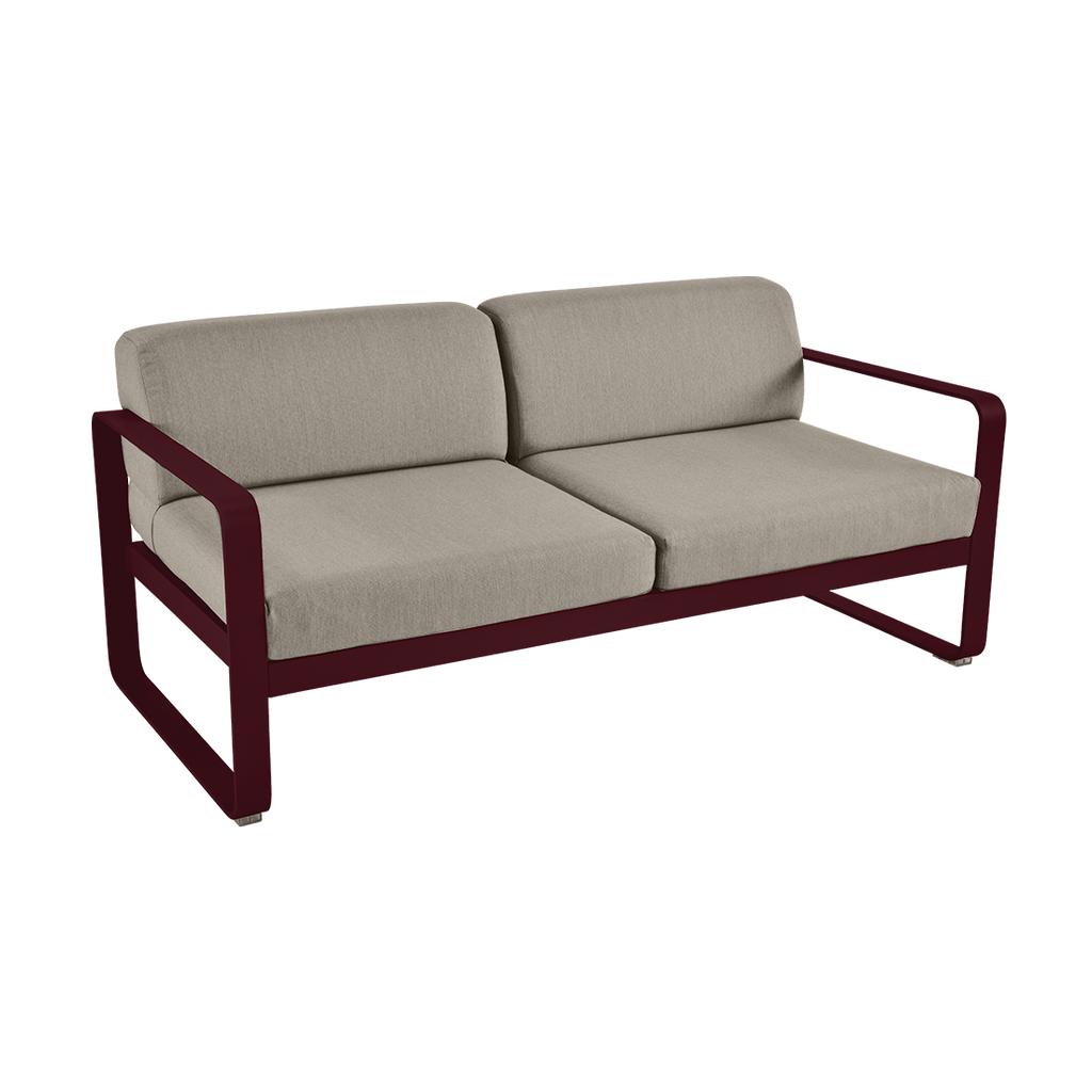 Bellevie Lounge-Sofa 2-Sitzer B9 Schwarzkirsche B8 Taupegrau günstig online kaufen