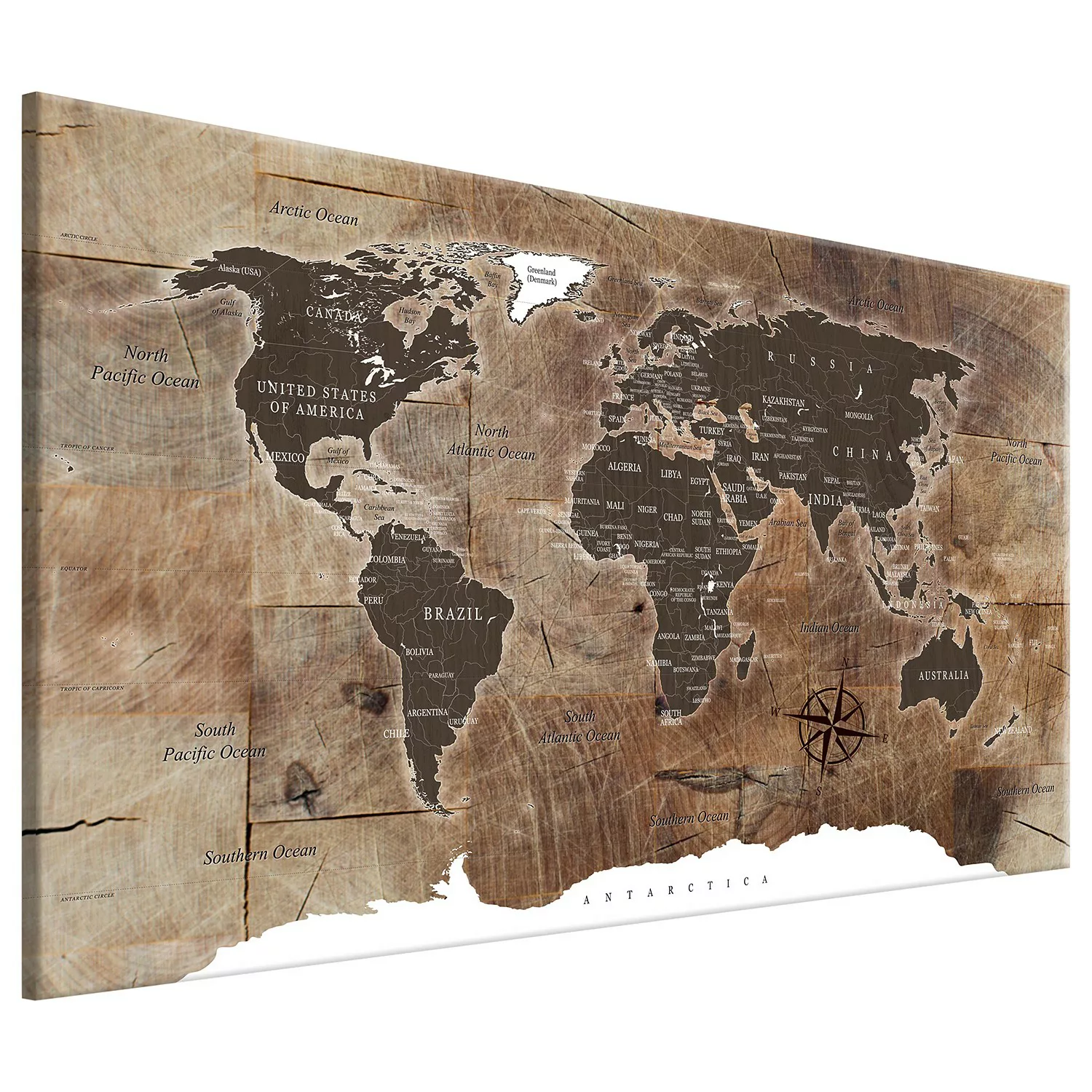 home24 Wandbild World Map: Wooden Mosaic günstig online kaufen