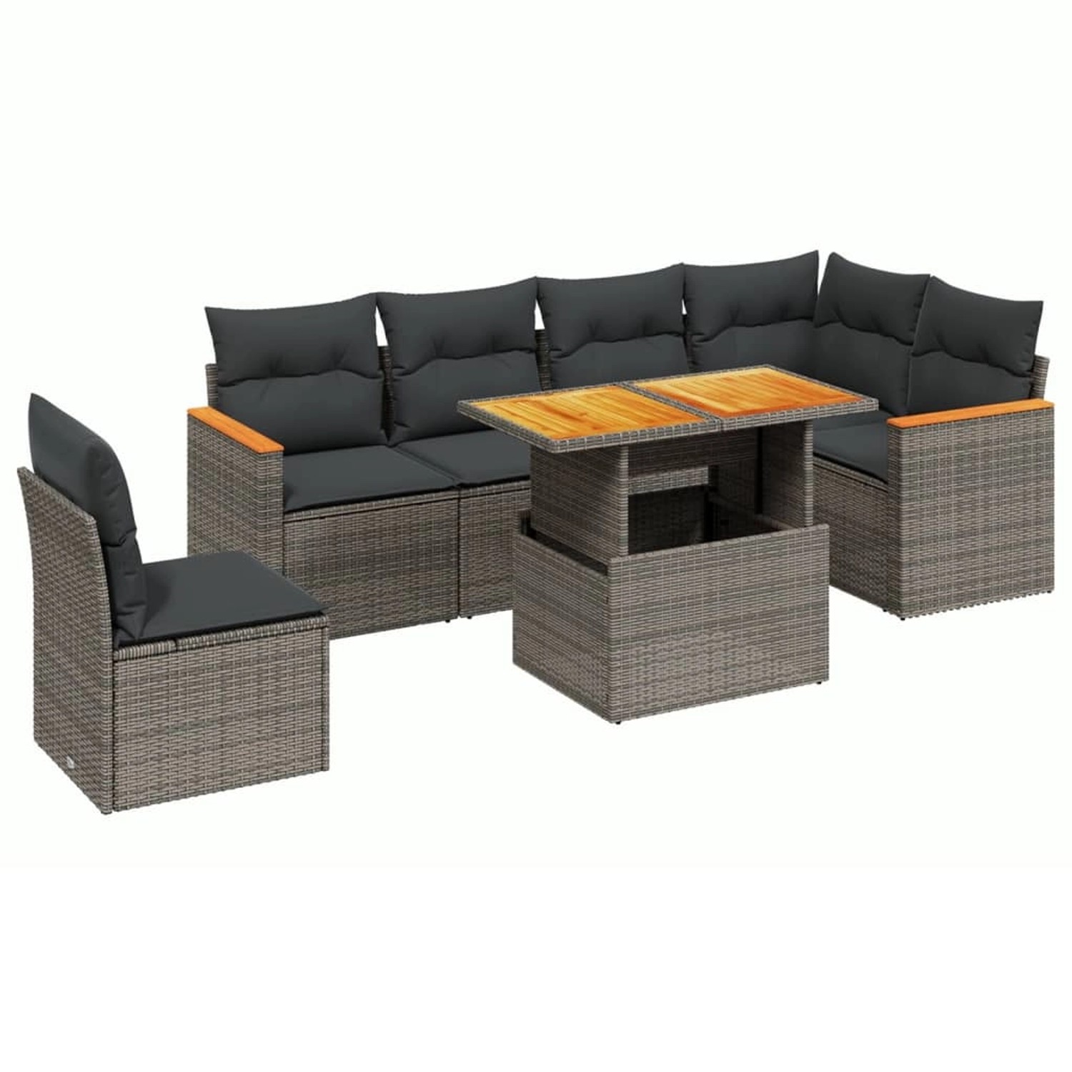 vidaXL 7-Tlg Garten-Sofagarnitur mit Kissen Grau Poly Rattan 3273104 günstig online kaufen