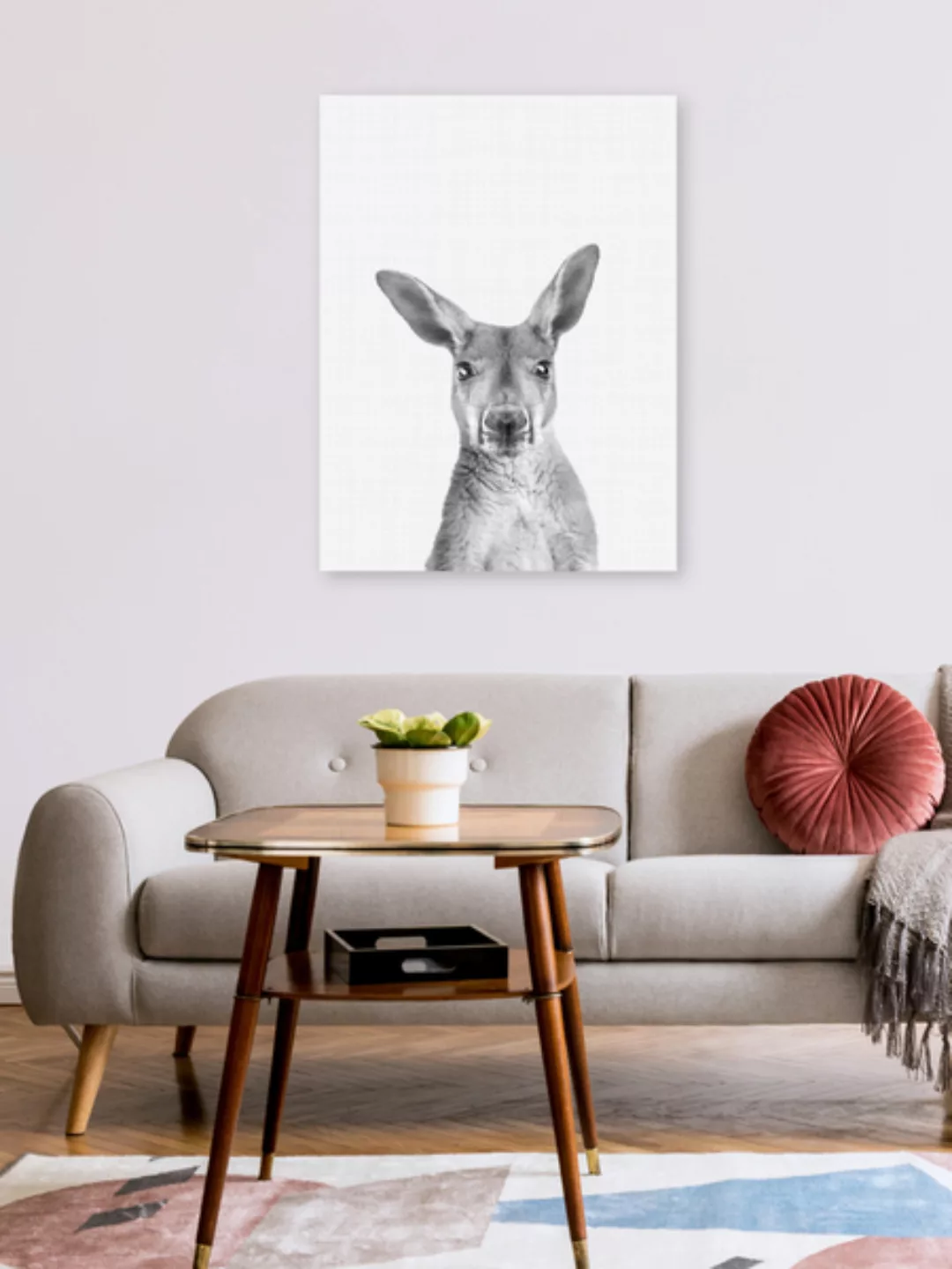 Poster / Leinwandbild - Kangaroo (Black And White) günstig online kaufen