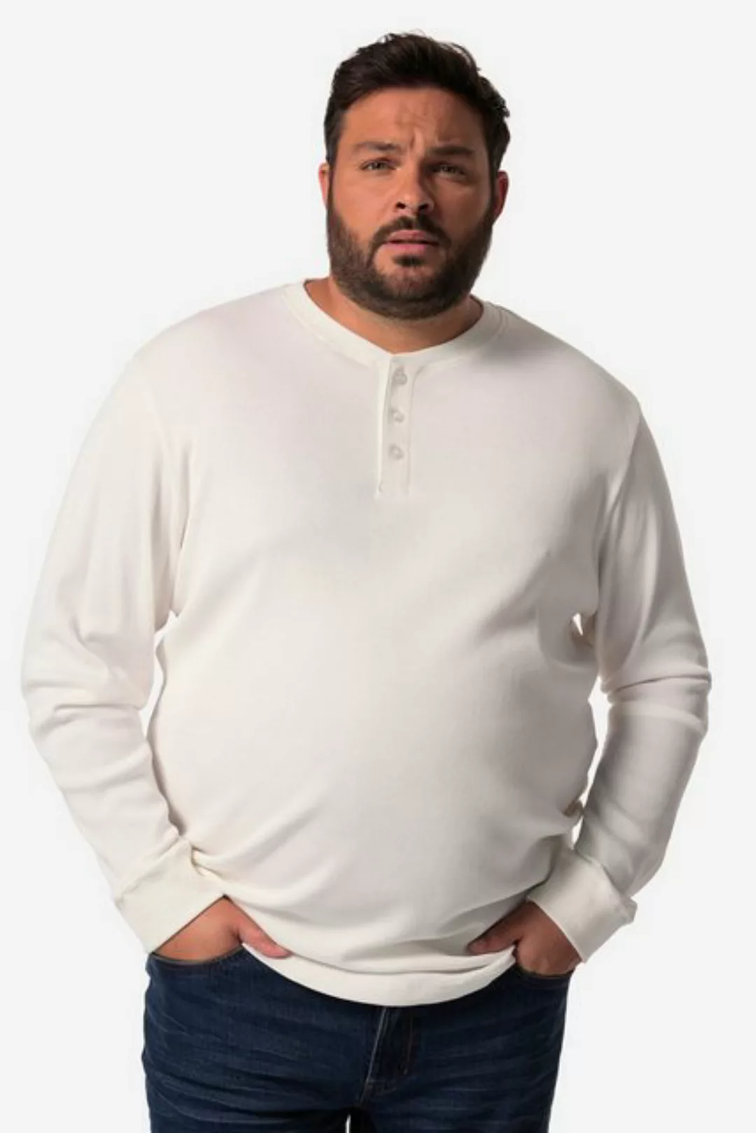 John F. Gee T-Shirt John F. Gee Henley Langarm Rippjersey bis 8 XL günstig online kaufen