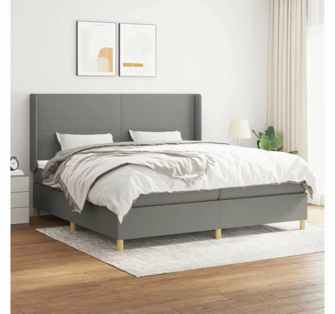 furnicato Bett Boxspringbett mit Matratze Dunkelgrau 200x200 cm Stoff günstig online kaufen