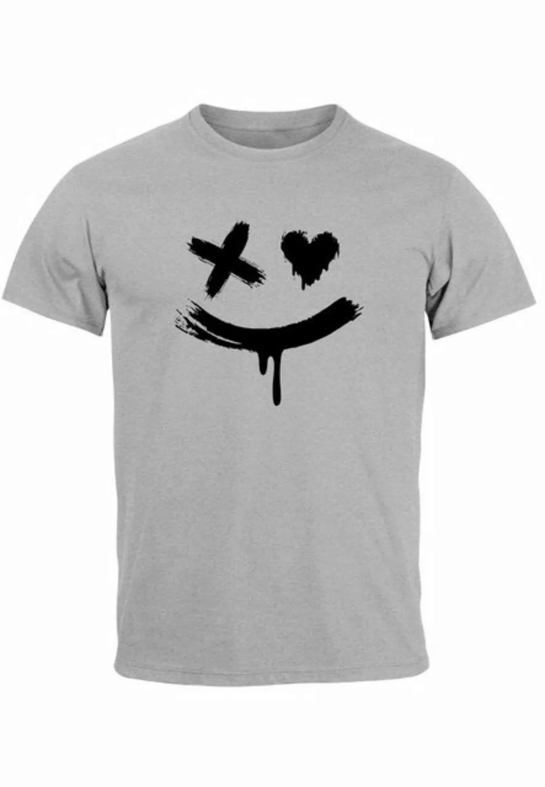 Neverless Print-Shirt Herren T-Shirt mit Print Aufdruck Smile Techwear Fash günstig online kaufen