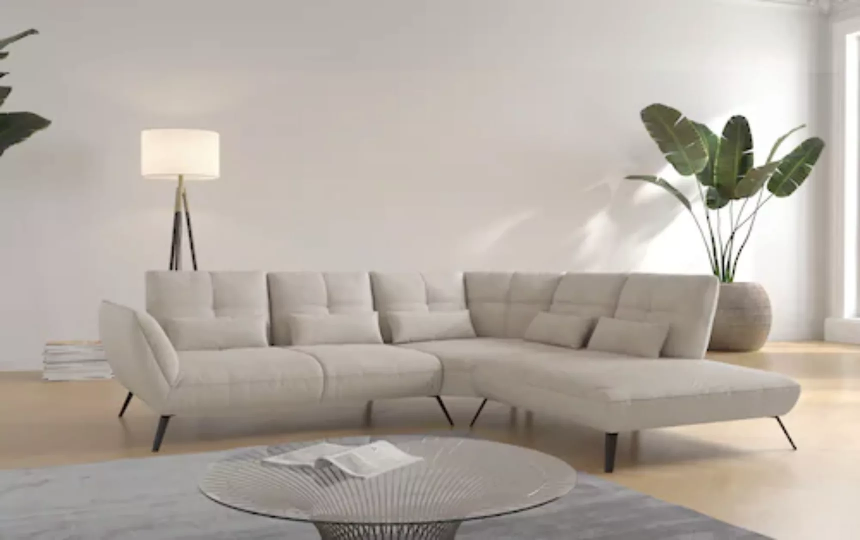 Places of Style Ecksofa »Mikado L-Form«, inkl. Sitztiefenverstellung und Ar günstig online kaufen