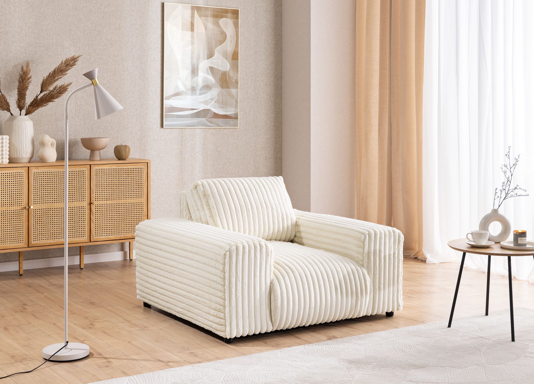 S-Style Möbel Sessel Mollis aus Plüschcord günstig online kaufen