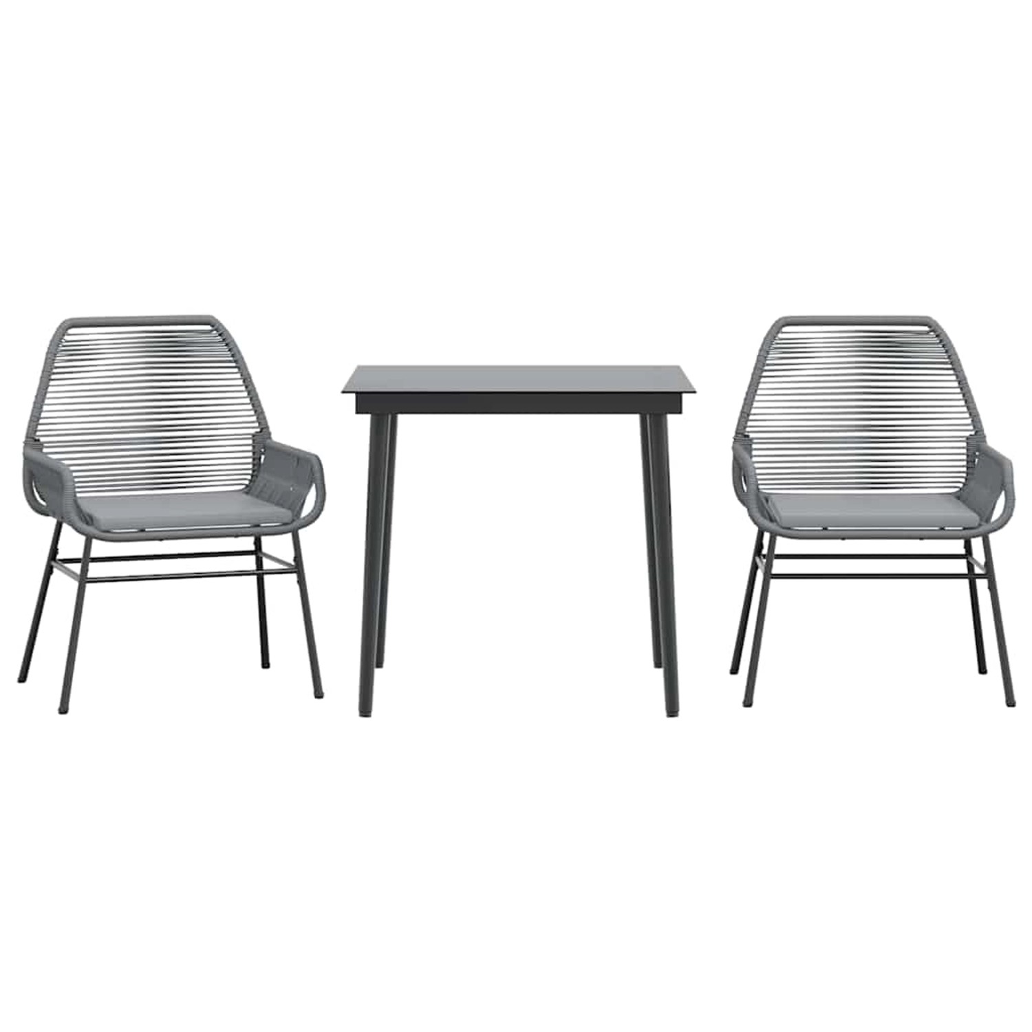 vidaXL 3-Tlg Garten-Essgruppe mit Kissen Grau Poly Rattan Glas 3334478 günstig online kaufen