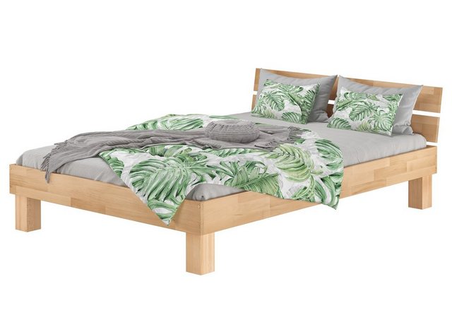 ERST-HOLZ Bett Futonbett Doppelbett Ehebett Buche massiv natur 160x200 Kopf günstig online kaufen