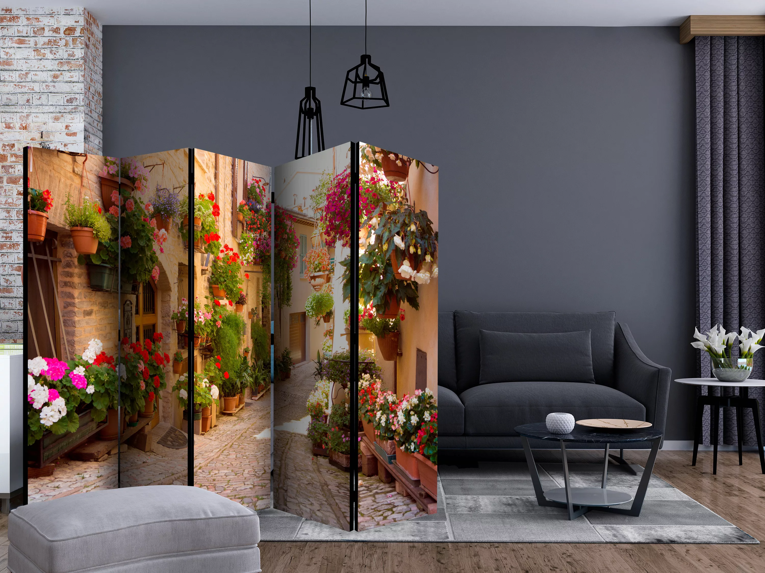 5-teiliges Paravent - The Alley In Spello (italy) Ii [room Dividers] günstig online kaufen