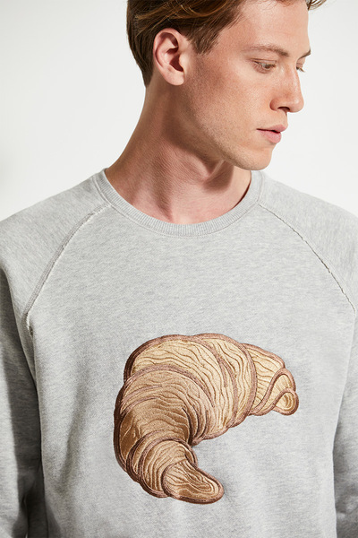 Herren Pullover Aus Bio-baumwolle "Croissant Embroidery" günstig online kaufen