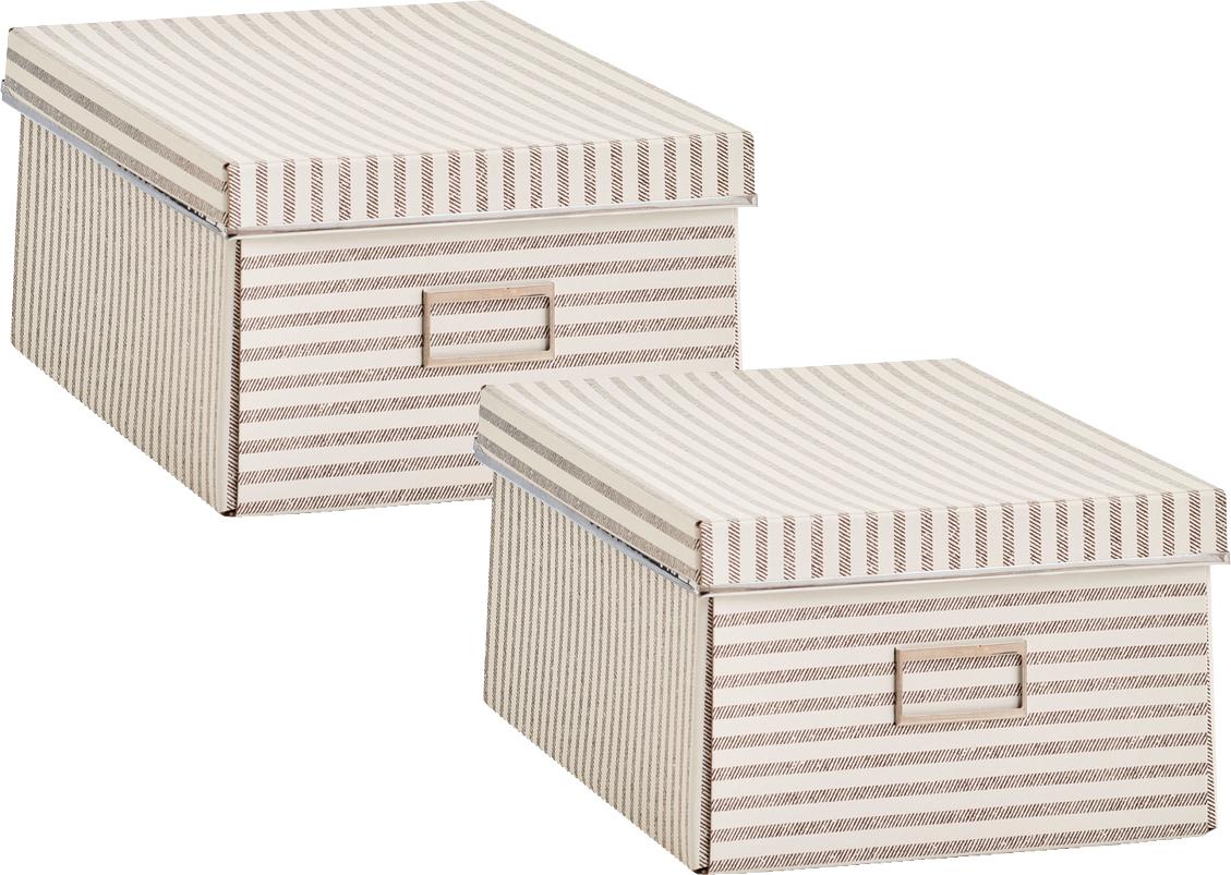 Zeller Present Aufbewahrungsbox "Stripes", Pappe, beige günstig online kaufen