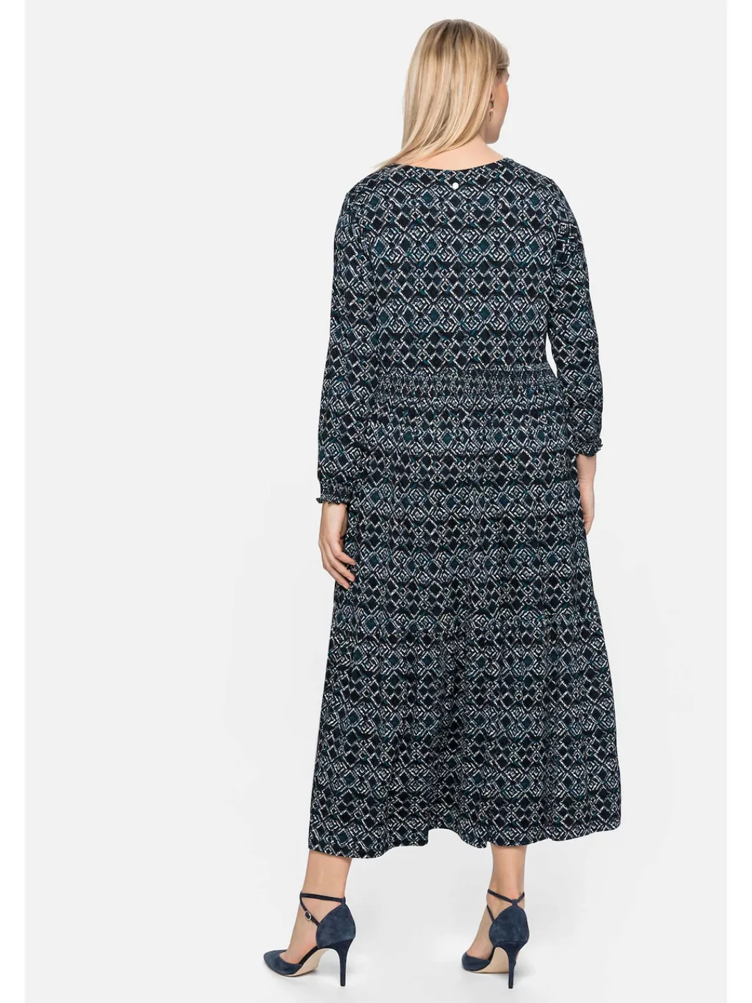 Sheego Jerseykleid "Große Größen", mit Alloverdruck und Smokdetails günstig online kaufen