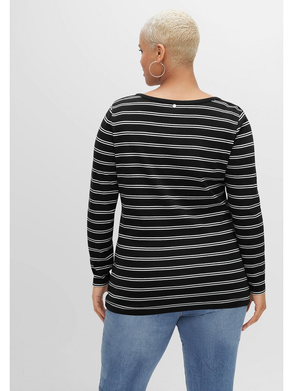 Sheego Langarmshirt "Große Größen", mit Streifen, in Rippqualität günstig online kaufen