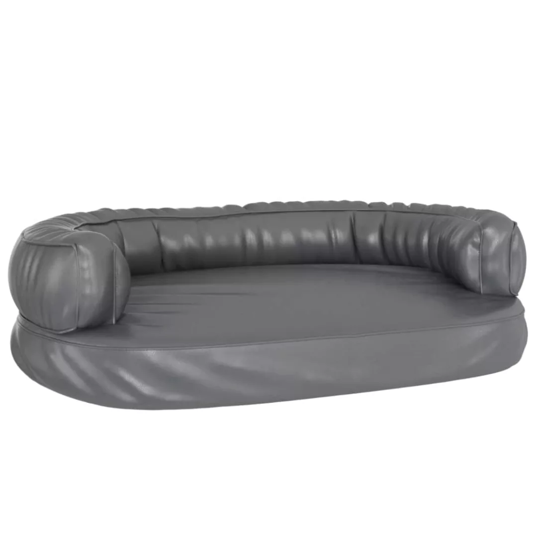 Vidaxl Hundebett Ergonomisch Schaumstoff Grau 75x53 Cm Kunstleder günstig online kaufen