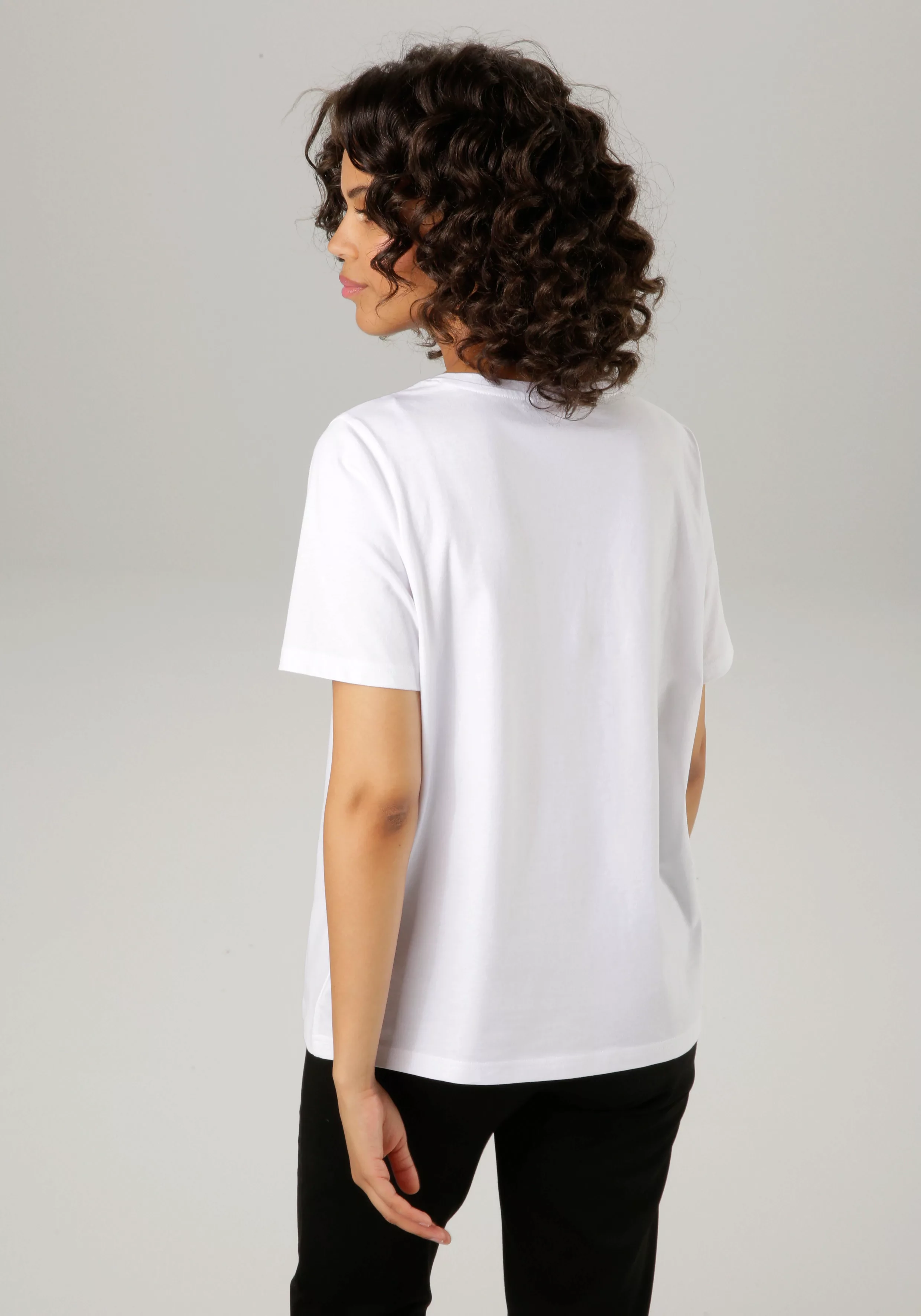 Aniston CASUAL T-Shirt, mit kleinen Zierperlen im Frontdruck - NEUE KOLLEKT günstig online kaufen