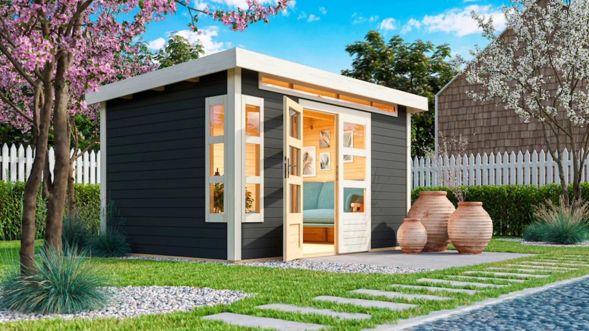 Karibu Gartenhaus "Kolimasee 7", terragrau günstig online kaufen