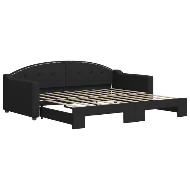 vidaXL Gästebett Gästebett Tagesbett Ausziehbar Schwarz 90x190 cm Stoff Bet günstig online kaufen