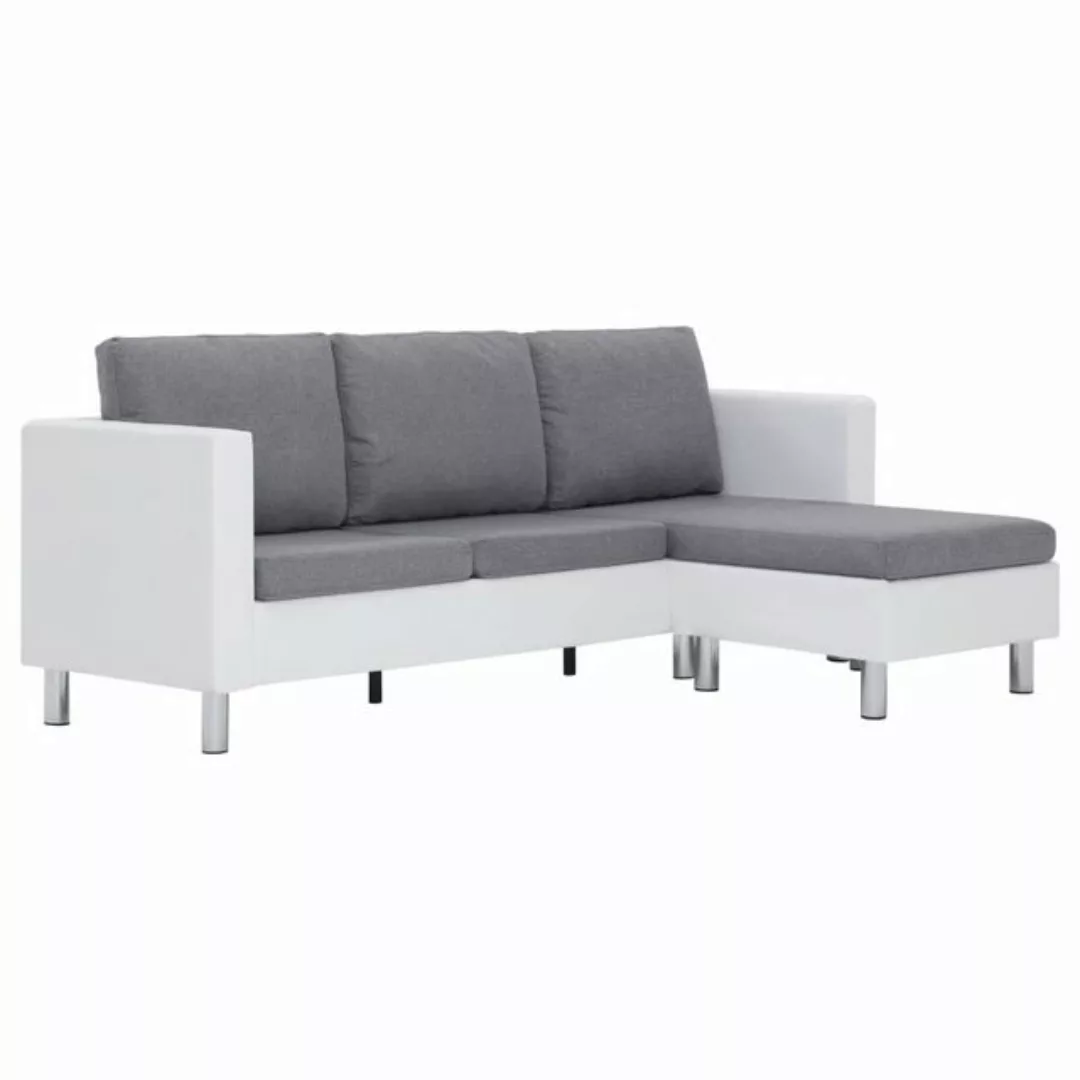 vidaXL Sofa 3-Sitzer-Sofa mit Kissen Weiß Kunstleder günstig online kaufen