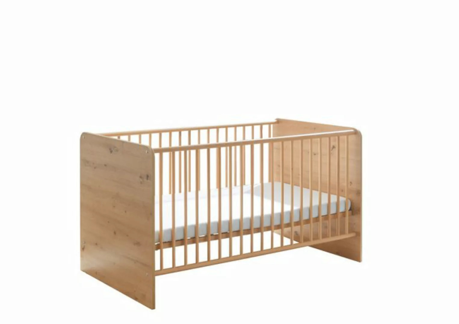 PREISBRECHER Babybett Birta, 3 Schlupfsprossen, Artisan Eiche Dekor / Salbe günstig online kaufen