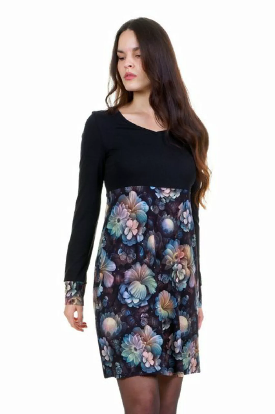 3Elfen Jerseykleid Langarm Kleid Lillie Jerseykleid mit Blumen by 3Elfen günstig online kaufen