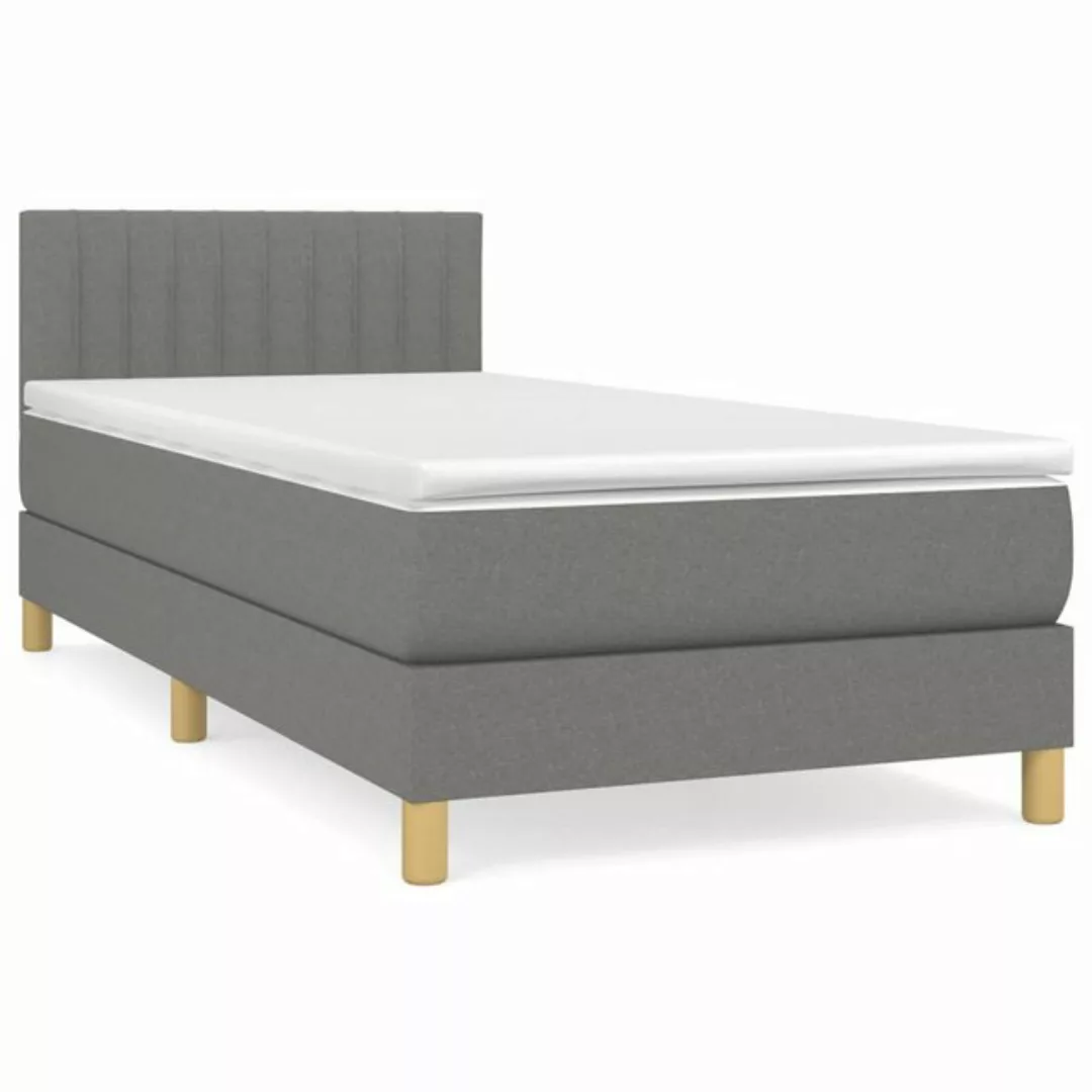 vidaXL Boxspringbett Boxspringbett mit Matratze Dunkelgrau 100x200 cm Stoff günstig online kaufen