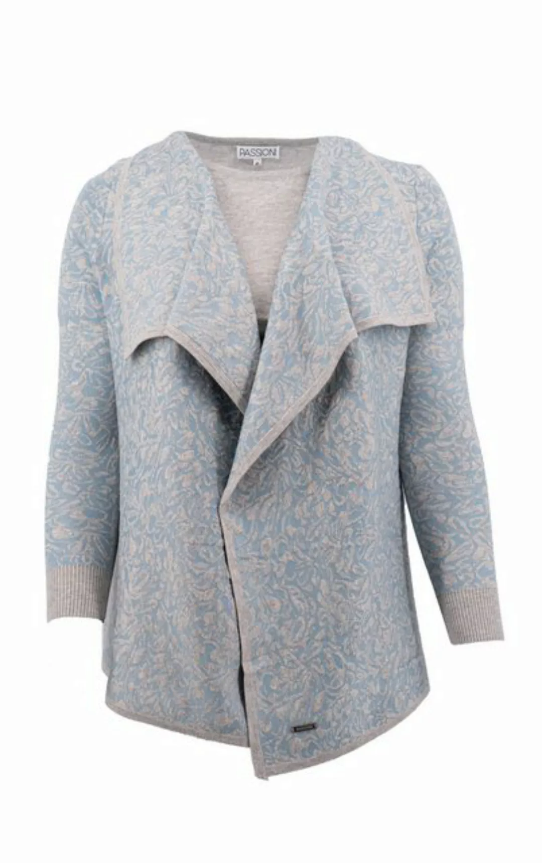 Passioni Cardigan Twinset mit blauem und grauem Blumen-Jacquard-Strick günstig online kaufen