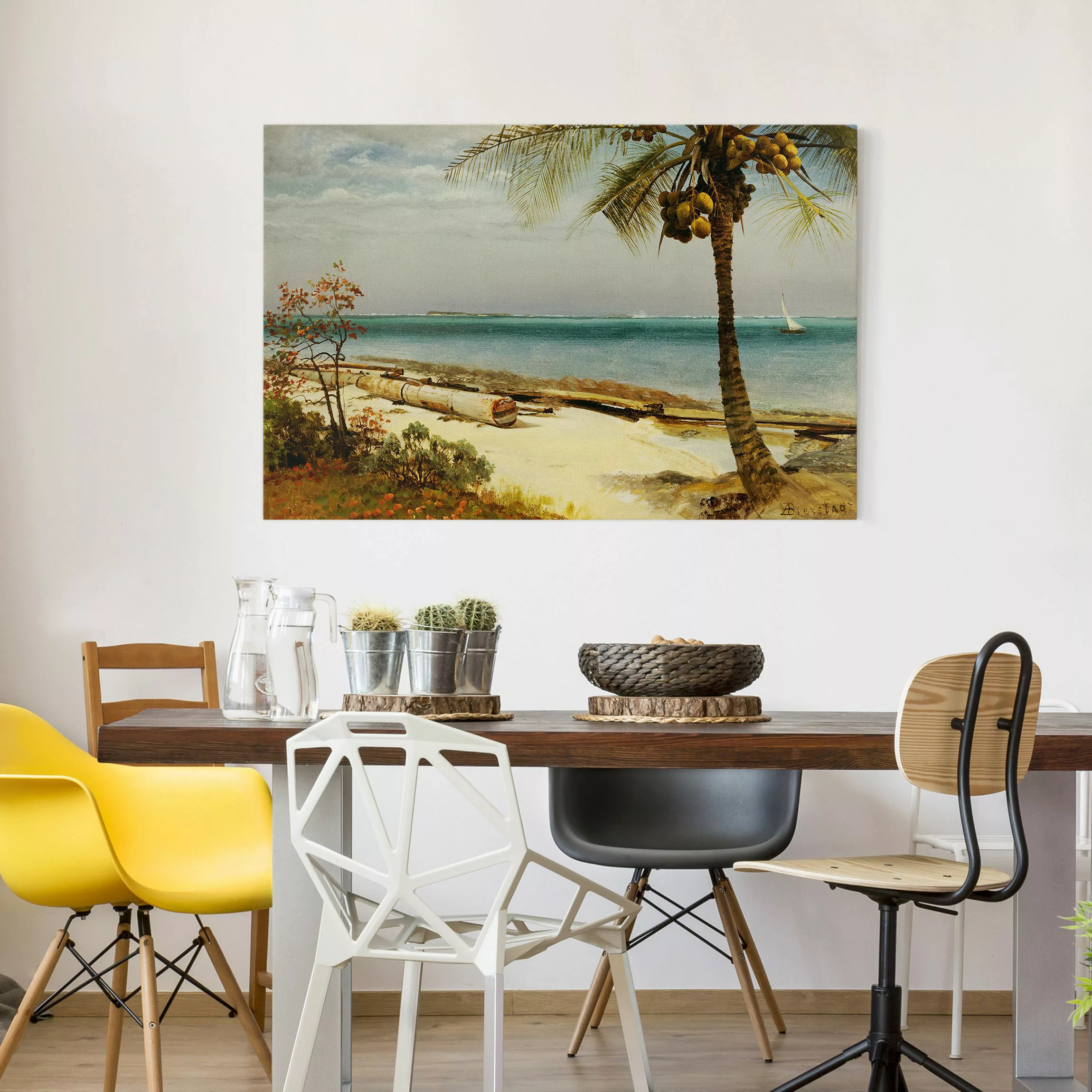 Leinwandbild Kunstdruck - Querformat Albert Bierstadt - Küste in den Tropen günstig online kaufen