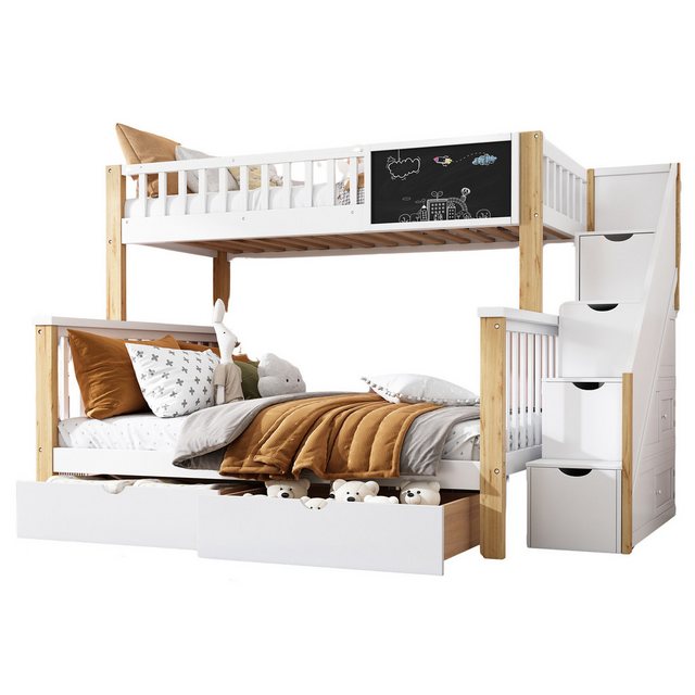 OKWISH Etagenbett Multifunktionales Kinderbett (1-St), mit Tafel Treppe Sch günstig online kaufen