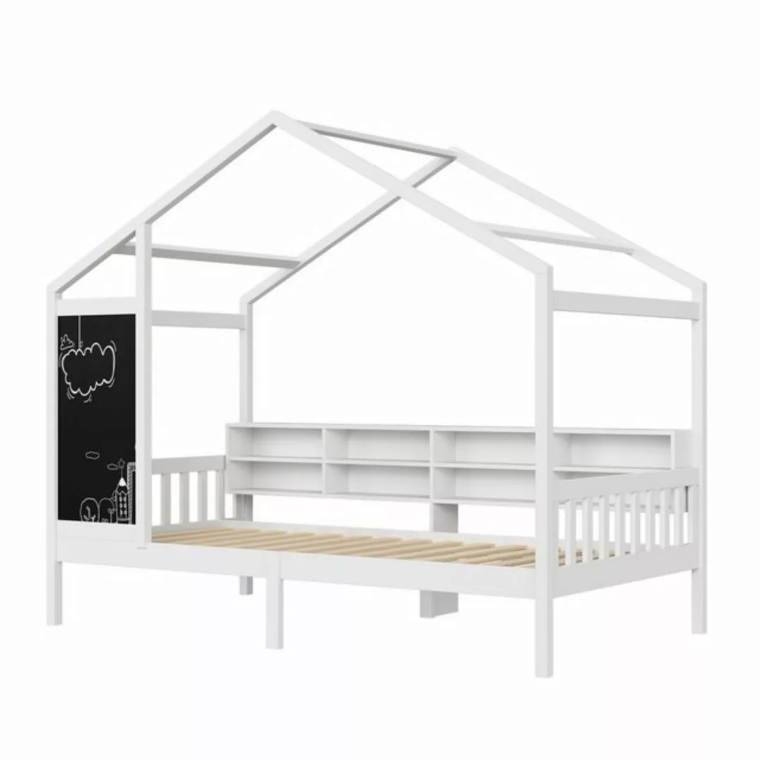 FUROKOY Hausbett Kinderbett Einzelbett 90x200cm Massivholz Hausbett mit Dac günstig online kaufen