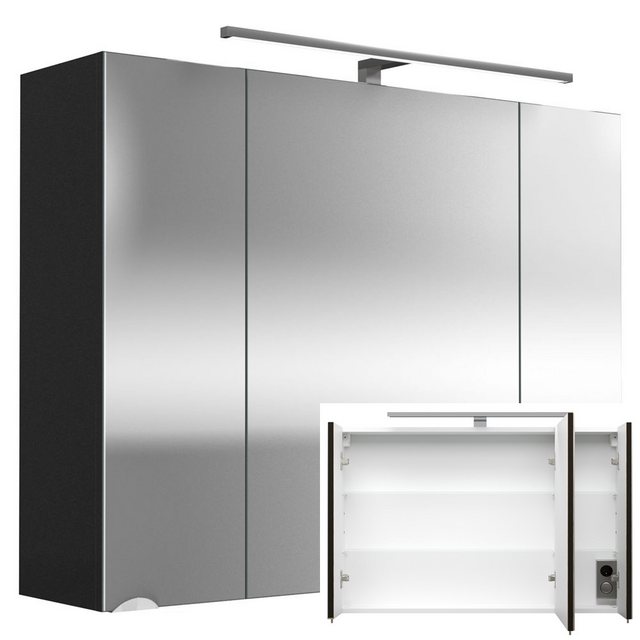 Lomadox Spiegelschrank 90cm anthrazit RIMAO-100 mit LED-Beleuchtung, B/H/T günstig online kaufen