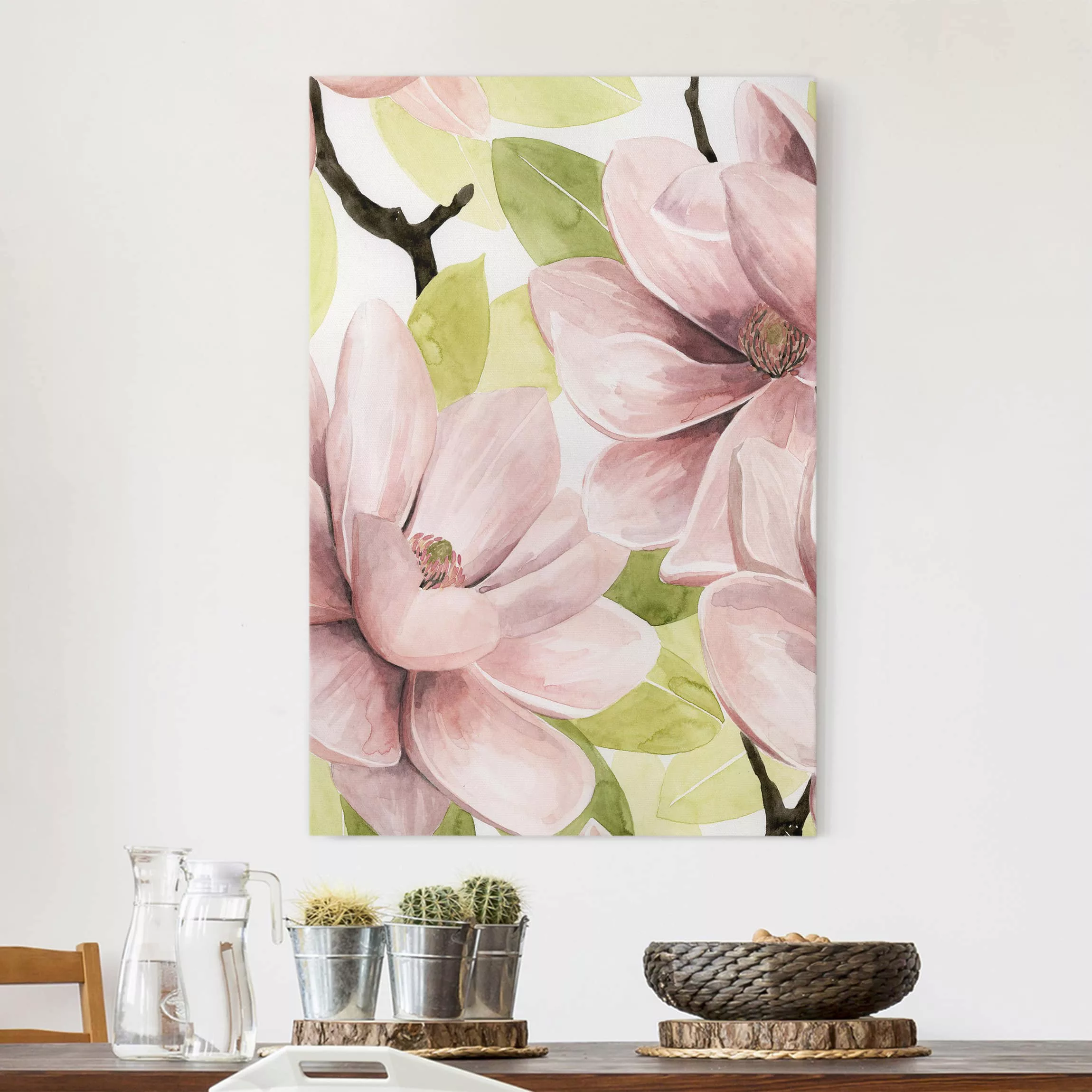 Leinwandbild Blumen - Hochformat Magnolie errötet II günstig online kaufen