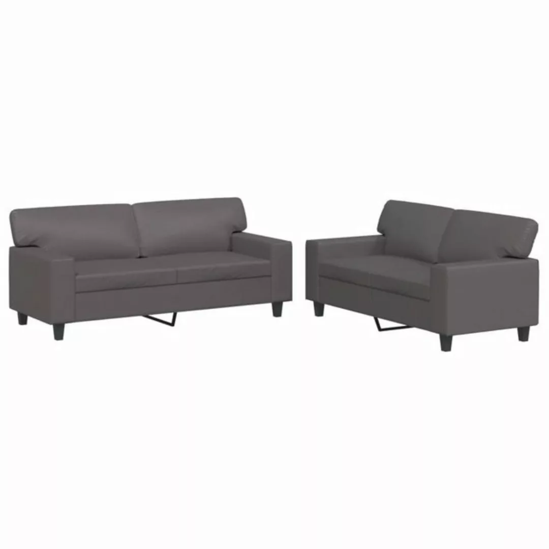 vidaXL Sofa 2-tlg. Sofagarnitur Grau Kunstleder günstig online kaufen