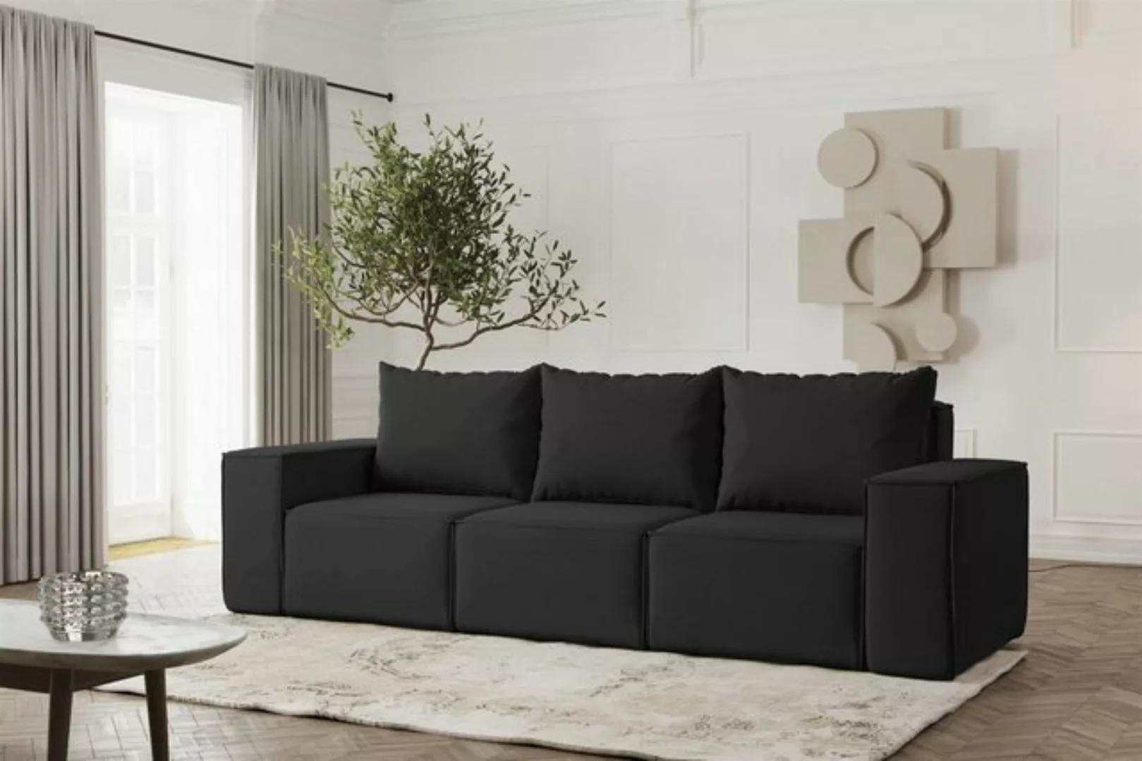 Fun Möbel 3-Sitzer Sofa Designersofa ESTELLE 3-Sitzer in Stoff, Rücken echt günstig online kaufen