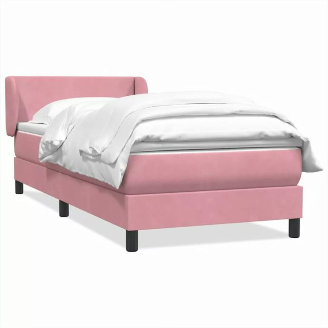 vidaXL Boxspringbett, Boxspringbett mit Matratze Rosa 100x220 cm Samt günstig online kaufen