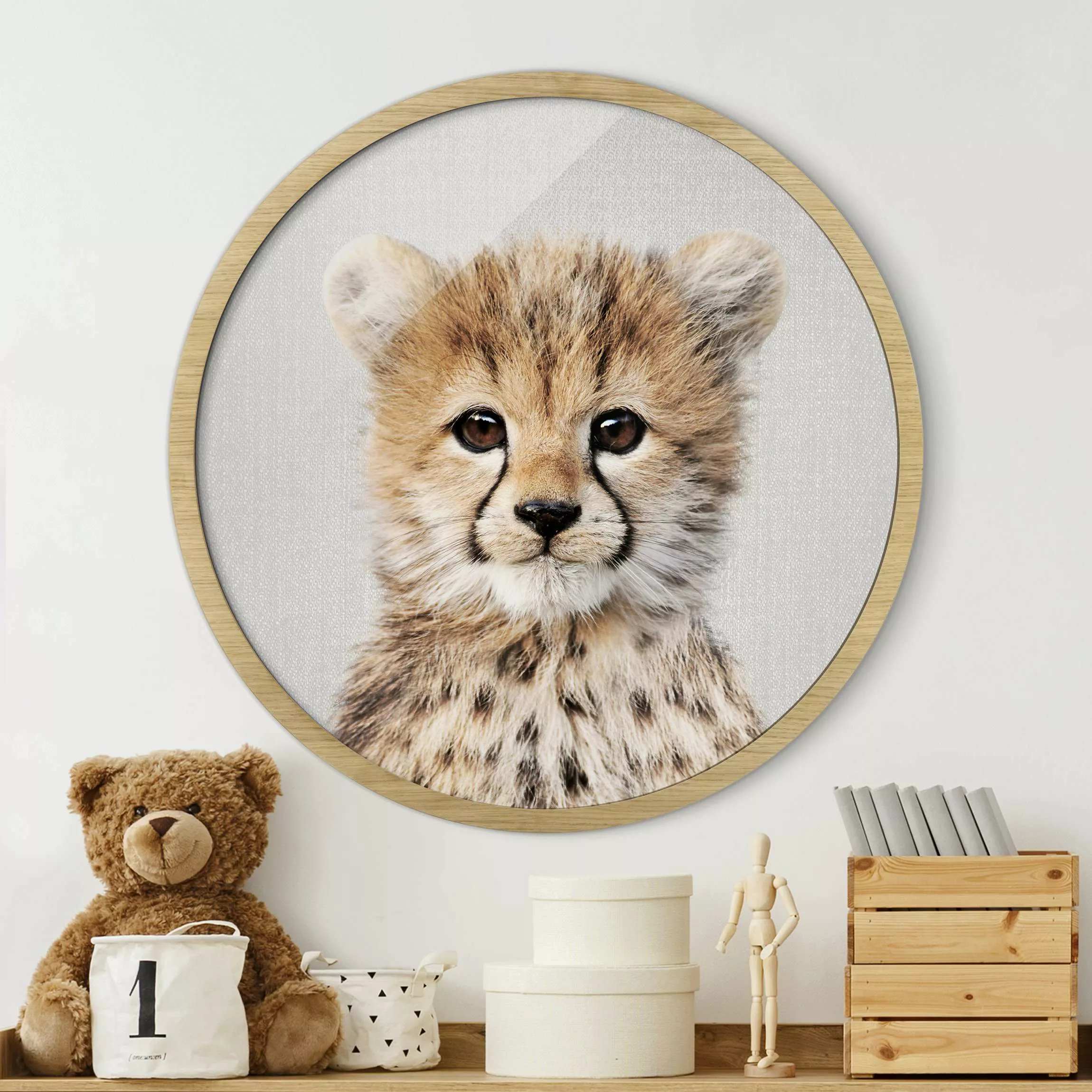 Rundes Gerahmtes Bild Baby Gepard Gino günstig online kaufen