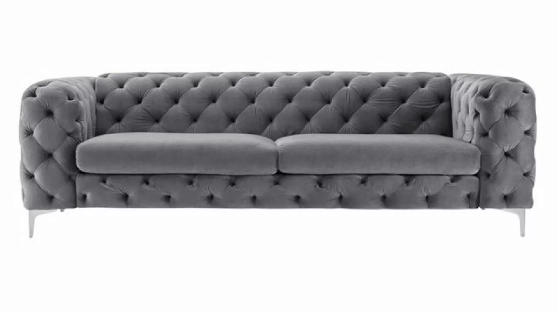 Xlmoebel Sofa Modernes graues Dreisitzer-Sofa Chesterfield-Stil aus Stoff, günstig online kaufen