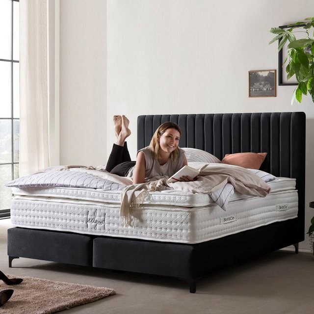 BettCo Boxspringbett Paris (in Schwarz Samt, 200 x 200 cm), Pfeifensteppung günstig online kaufen