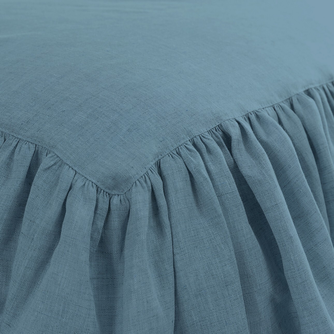 Tagesdecke mit Rüsche Linen Frilly 160x210cm grey-blue, 160 x 210 cm günstig online kaufen