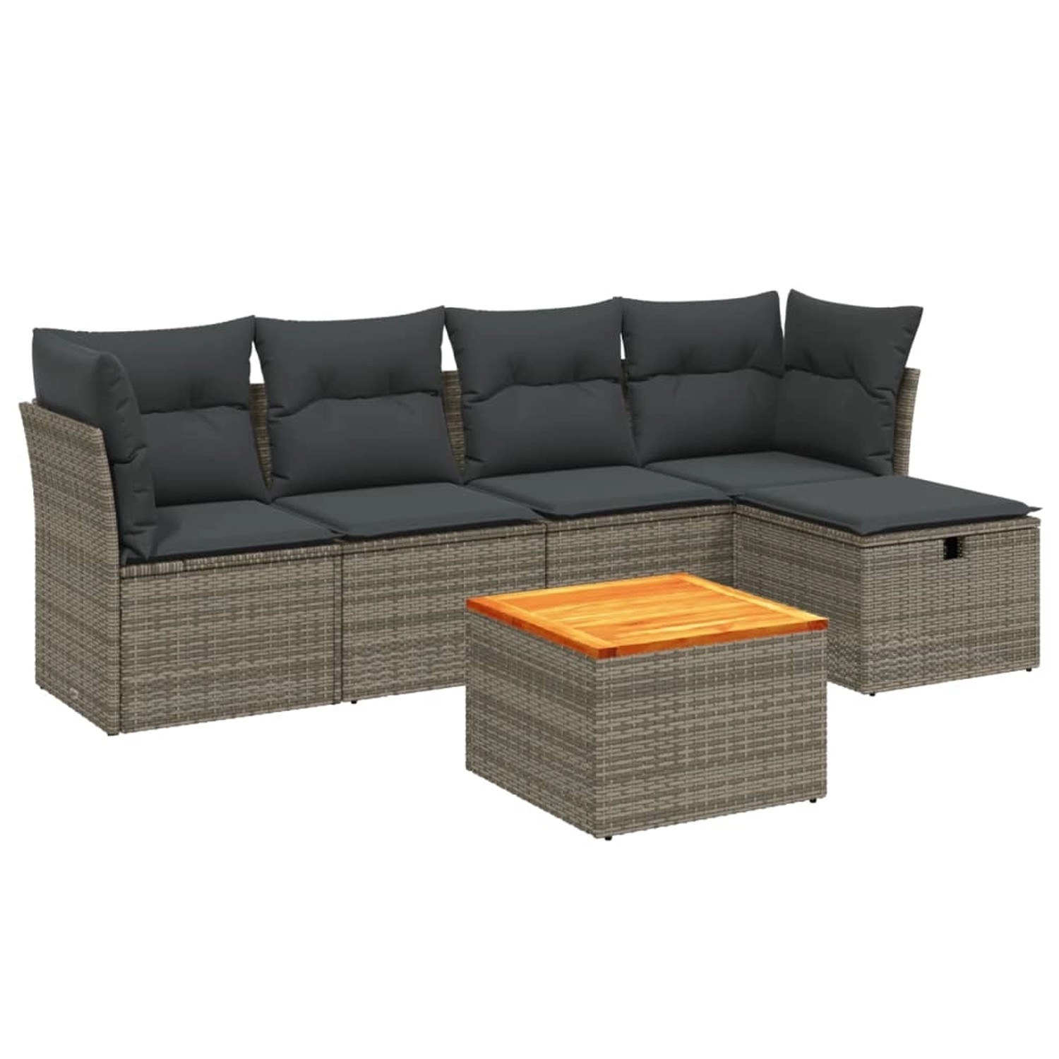 vidaXL 6-Tlg Garten-Sofagarnitur mit Kissen Grau Poly Rattan 3264714 günstig online kaufen